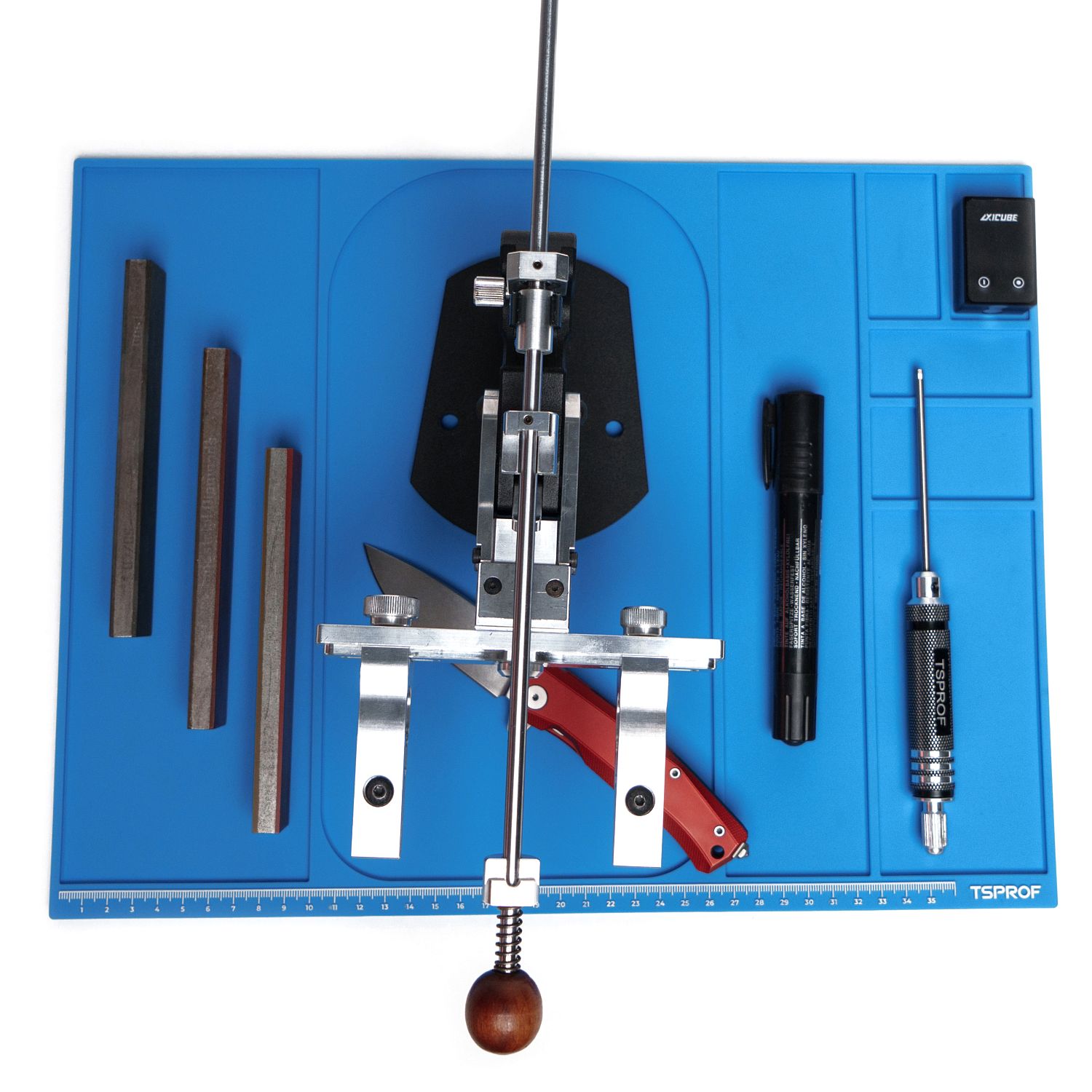 Коврик TSPROF для сборки, разборки, заточки ножей (синий)